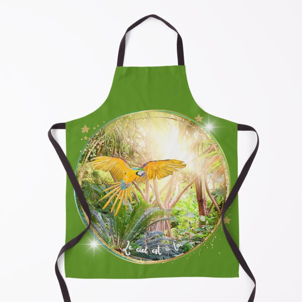 Item preview, Inspirational tropical bird art – vibrant flying macaw with French quote ‘The sky is yours’ designed and sold by GabiVitryArt.