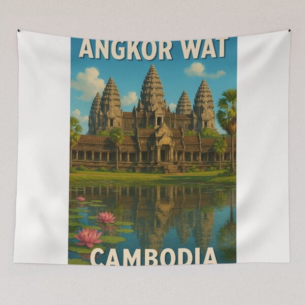 Item preview, Angkor Wat Cambodia with Lotus Pond and Khmer Architecture designed and sold by Places On Earth.