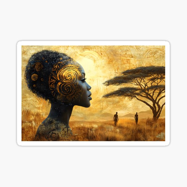 Item preview, Profile of a woman with artistic spiral design sunset designed and sold by Artessie.