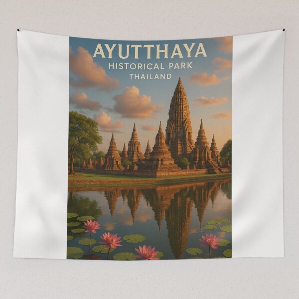 Item preview, Ayutthaya Thailand Reflections of Temple Spires and Lotus Pond designed and sold by Places On Earth.