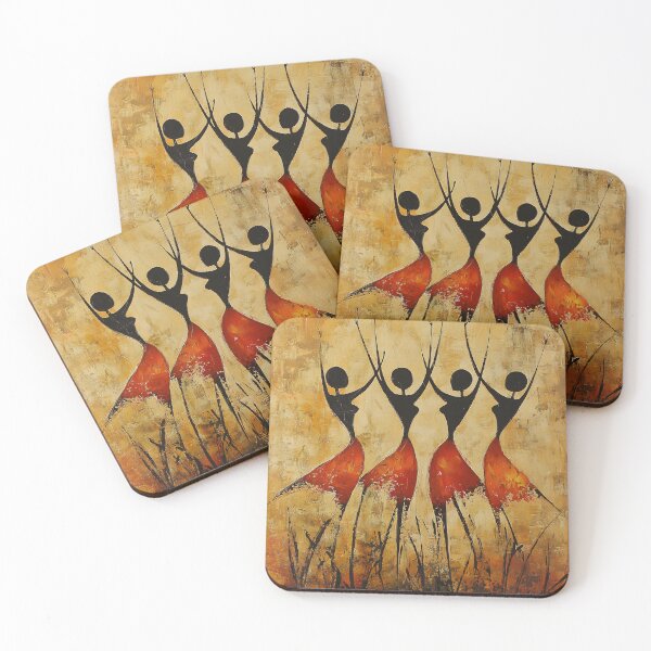 Item preview, Elegant dancer figures in vibrant abstract motion art designed and sold by Artessie.