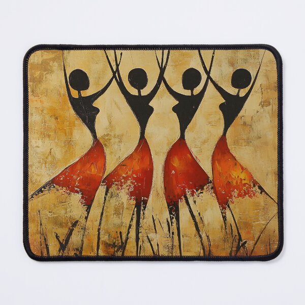Item preview, Elegant dancer figures in vibrant abstract motion art designed and sold by Artessie.