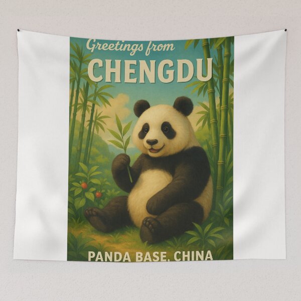 Item preview, Chengdu Panda Base China with Smiling Panda in Bamboo Forest designed and sold by Places On Earth.