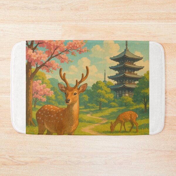 Item preview, Nara Deer Park Japan with Cherry Blossoms and Pagoda designed and sold by Places On Earth.