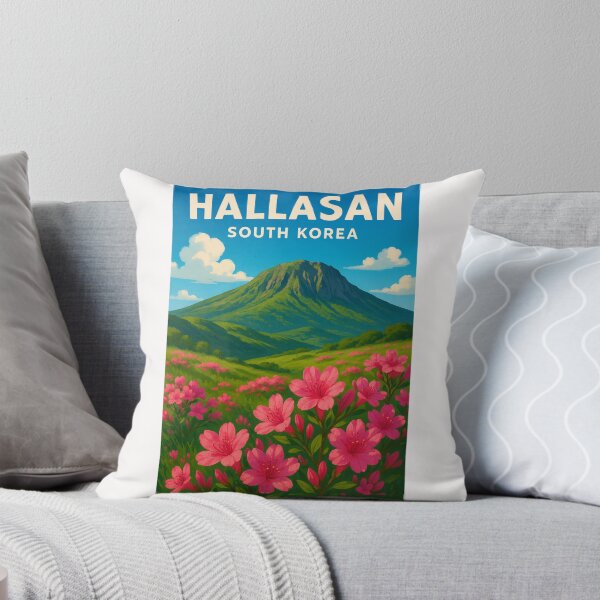 Item preview, Hallasan Volcano South Korea with Pink Azaleas and Green Slopes designed and sold by Places On Earth.