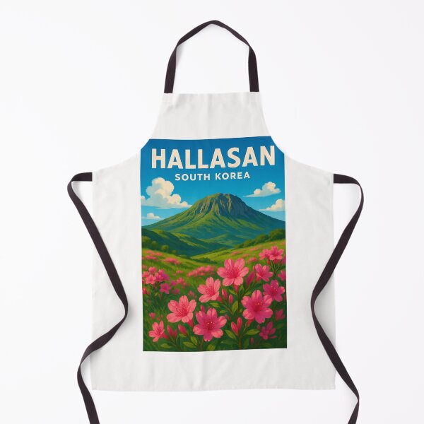Item preview, Hallasan Volcano South Korea with Pink Azaleas and Green Slopes designed and sold by Places On Earth.