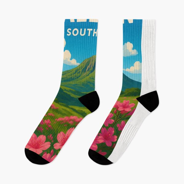 Item preview, Hallasan Volcano South Korea with Pink Azaleas and Green Slopes designed and sold by Places On Earth.