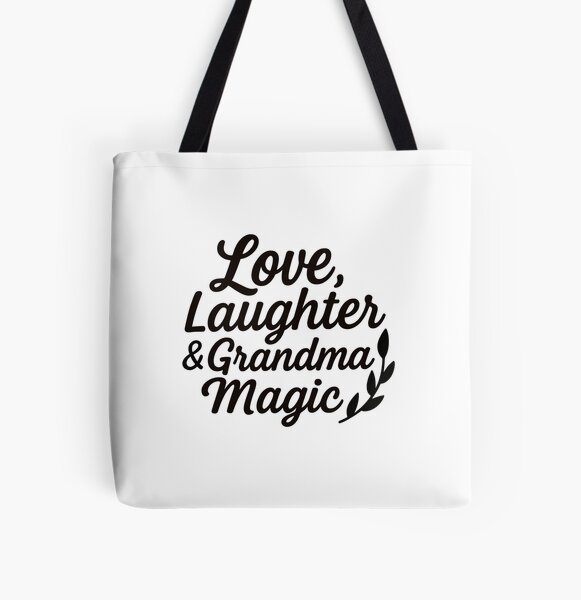 Item preview, Love Laughter & Grandma Magic T-Shirt | Whimsical Grandma Shirt | Floral Script Grandma Tee | Gift for Grandmothers | Colorful Grandma Graphic designed and sold by Kinfolk Threads.