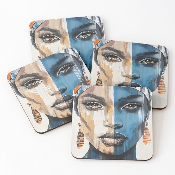 Item preview, Vibrant Tribal Face Paint with Golden Accents Portrait designed and sold by Artessie.