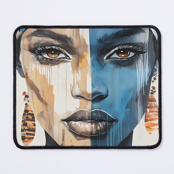 Item preview, Vibrant Tribal Face Paint with Golden Accents Portrait designed and sold by Artessie.