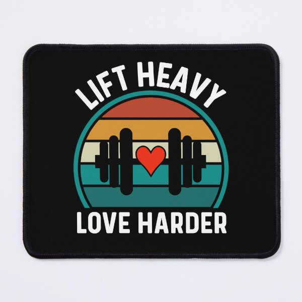 Item preview, Lift Heavy Love Harder - Retro Fitness Motivational Barbell Heart Quote designed and sold by Sunserize Designs.