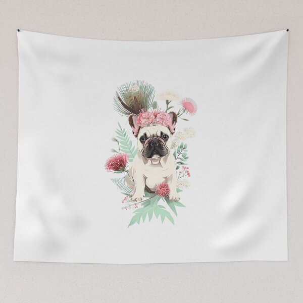 Item preview, Frenchie Floral Crown designed and sold by ArtisticDesignsbyLinda.