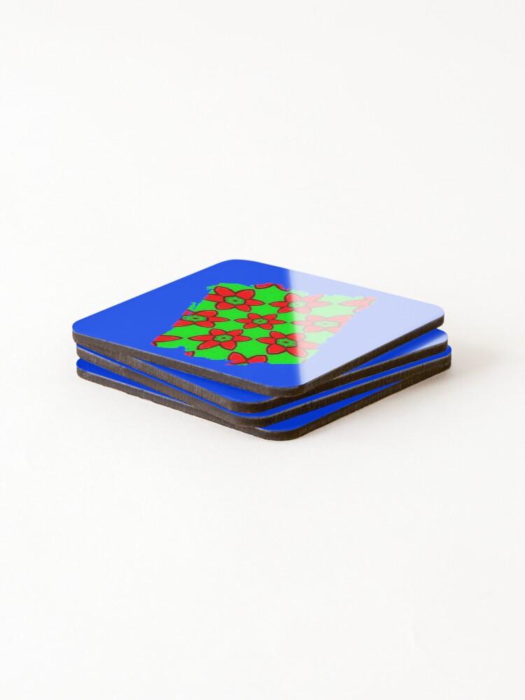 Thumbnail 4 of 5, Coasters (Set of 4), Cute Abstract Flowers Pattern designed and sold by Patternflower.
