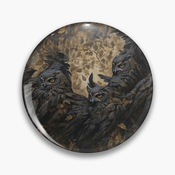 Item preview, ✦ Black Owl Dark Academia Golden Leaves Botanical Art designed and sold by BeeDreamStore.