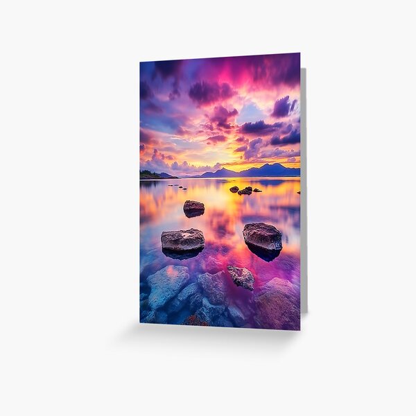 Item preview, A beautiful Rocky beach at sunset in long exposure - Landscape photography designed and sold by TheArtistOf2022.
