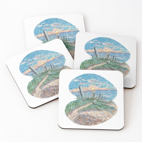 Item preview, Sunset by the Sea – Acrylic on Real Tree Leaf designed and sold by Julia's Print Studio .