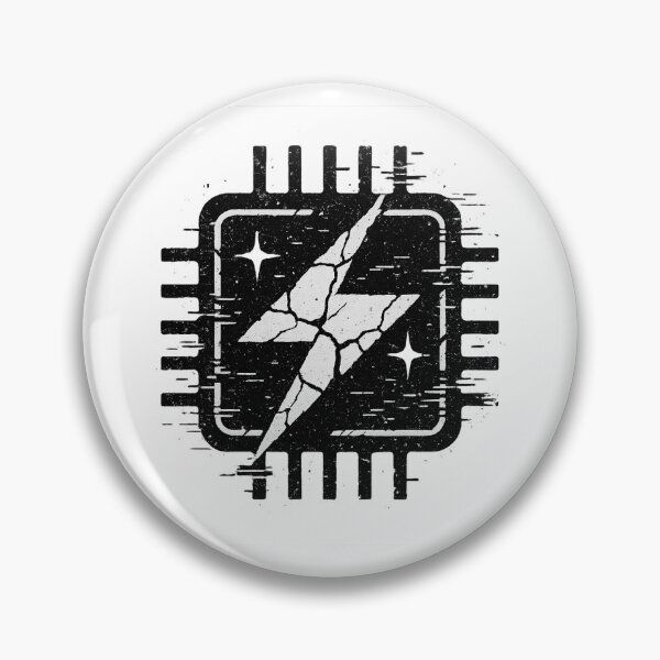 Item preview, Minimalist grunge logo "BROKEN MICROCHIP" – broken chip & glitch tech style | Black and white T-shirt graphic designed and sold by AlphaAutomation.