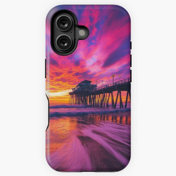 Item preview, Sandy beach with pier at sunset in long exposure - Landscape photography designed and sold by TheArtistOf2022.