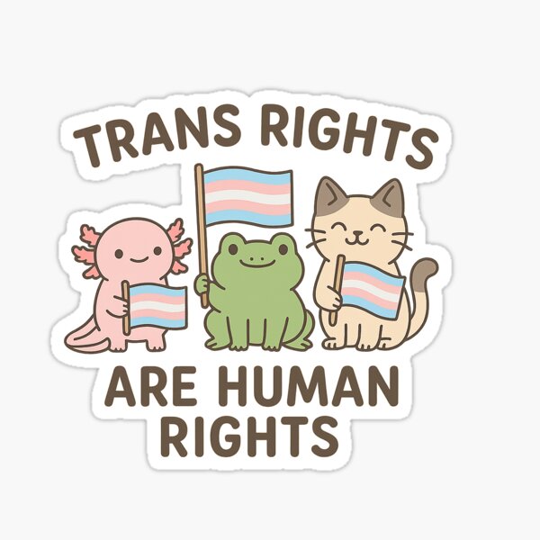 Artikel-Vorschau von Transgender-Rechte sind Menschenrechte – Niedlicher Animal Pride Sticker, designt und verkauft von Queer Designs.