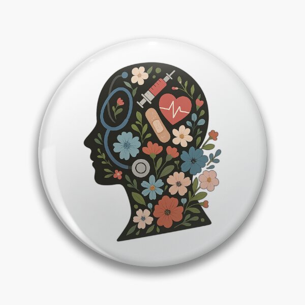 Item preview, Nurse Mind Silhouette | Floral Medical Head Design | Healthcare Worker Art | Positive Mental Health Nursing Gift designed and sold by Memorph.