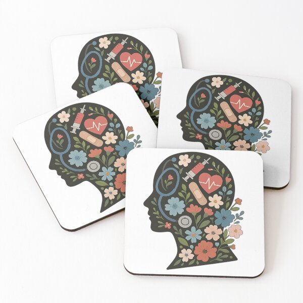 Item preview, Nurse Mind Silhouette | Floral Medical Head Design | Healthcare Worker Art | Positive Mental Health Nursing Gift designed and sold by Memorph.
