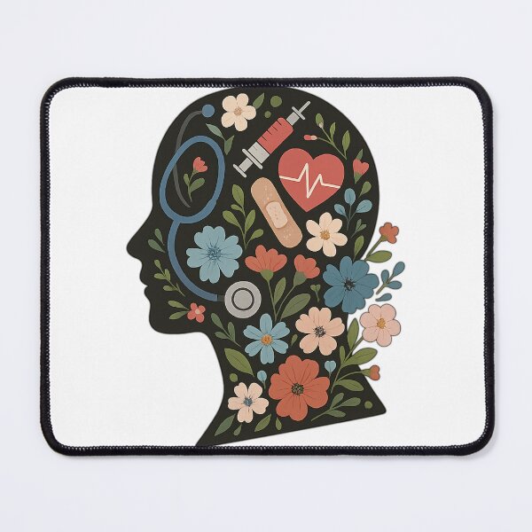 Item preview, Nurse Mind Silhouette | Floral Medical Head Design | Healthcare Worker Art | Positive Mental Health Nursing Gift designed and sold by Memorph.
