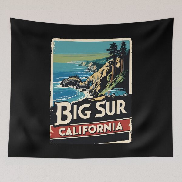 Item preview, A Vintage Illustration of Big Sur - California - US designed and sold by GoodOldVintage.