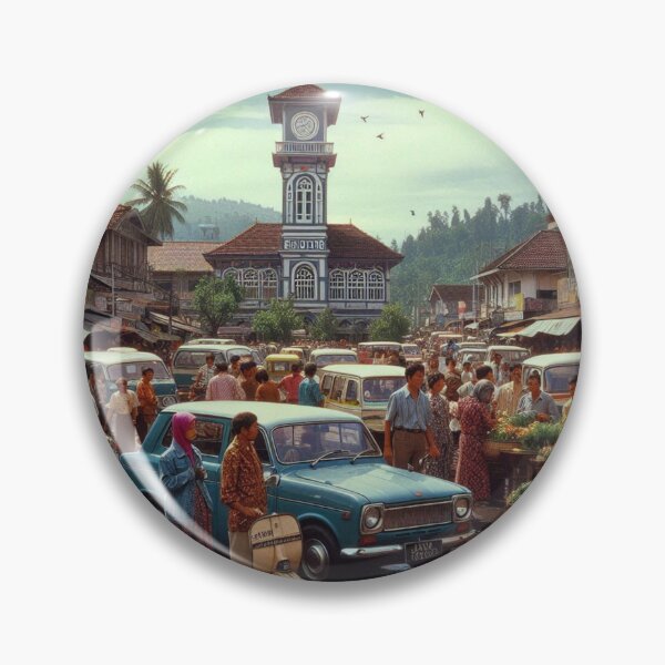 Item preview, 1980s Bukittinggi Market Scene – AI Black and White Artwork for Clothing and Accessories for City Lovers and Travelers designed and sold by knalpot-design.