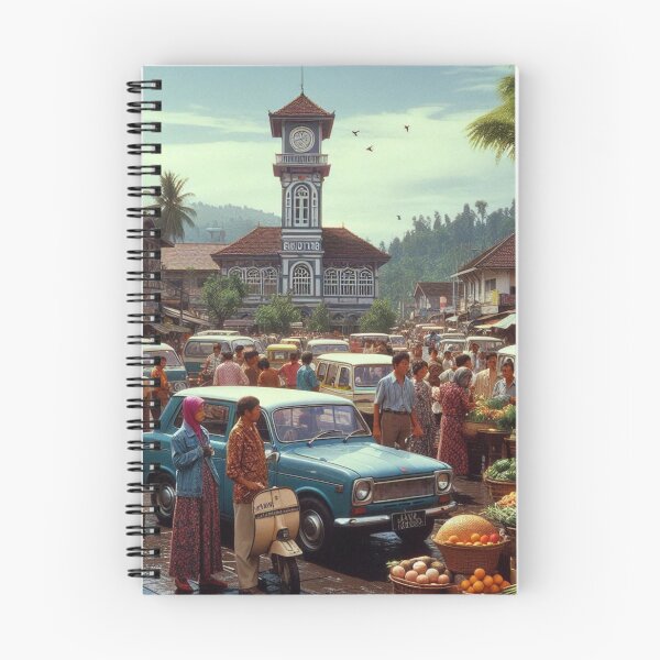 Item preview, 1980s Bukittinggi Market Scene – AI Black and White Artwork for Clothing and Accessories for City Lovers and Travelers designed and sold by knalpot-design.