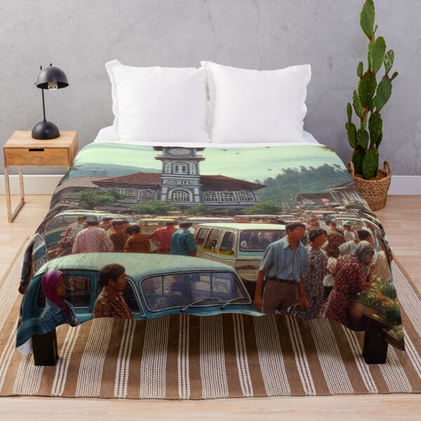 Item preview, 1980s Bukittinggi Market Scene – AI Black and White Artwork for Clothing and Accessories for City Lovers and Travelers designed and sold by knalpot-design.