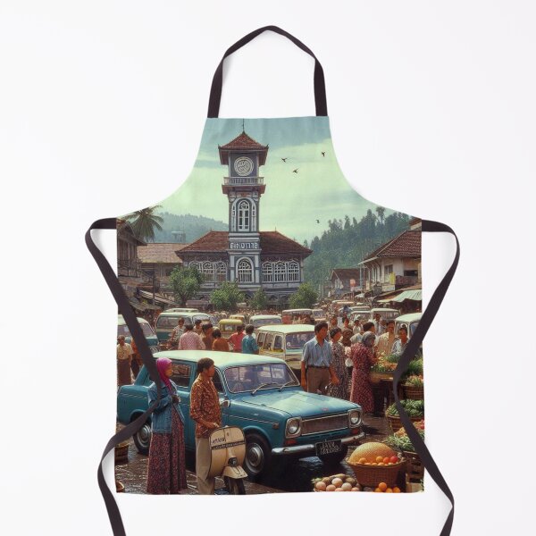 Item preview, 1980s Bukittinggi Market Scene – AI Black and White Artwork for Clothing and Accessories for City Lovers and Travelers designed and sold by knalpot-design.
