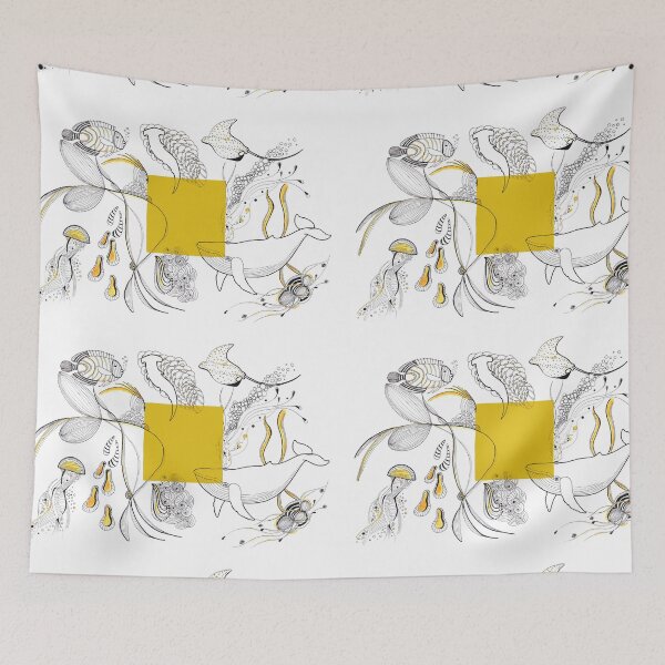 Item preview, Golden Square - Underwater Creatures, fish, shark, by Lucia Lukas designed and sold by Lucia  Lukas.