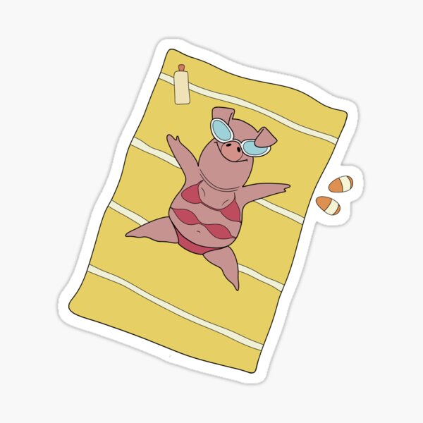 Item preview, Relaxing Beach Pig Cartoon designed and sold by majownik.