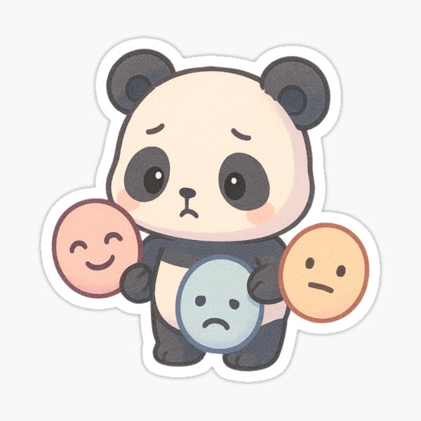 Item preview, Chibi Panda with Mood Masks – Hiding Feelings with a Smile designed and sold by ColorSplash123.
