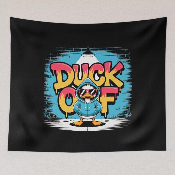 Item preview, Duck Off Cheeky Cartoon Funny Animal Pun Adult Humour Urban Graffiti designed and sold by w1ckerman.