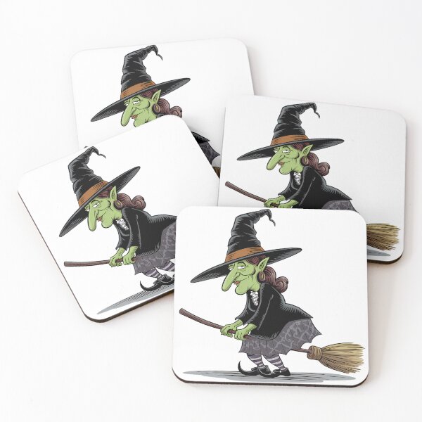 Item preview, An old green witch with a broom. designed and sold by Joseph Hail.