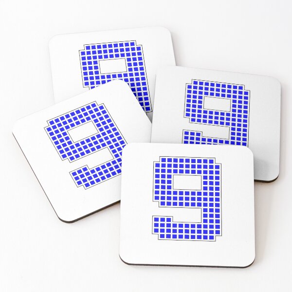 Item preview, Number 9 - Blue Pixel Block Character designed and sold by PixelGlyphs.