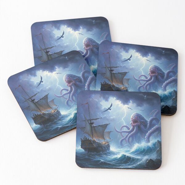 Item preview, Edritch Kracken Beast  monster of the sea art after JMW Turner painting designed and sold by Vintage Designs +.