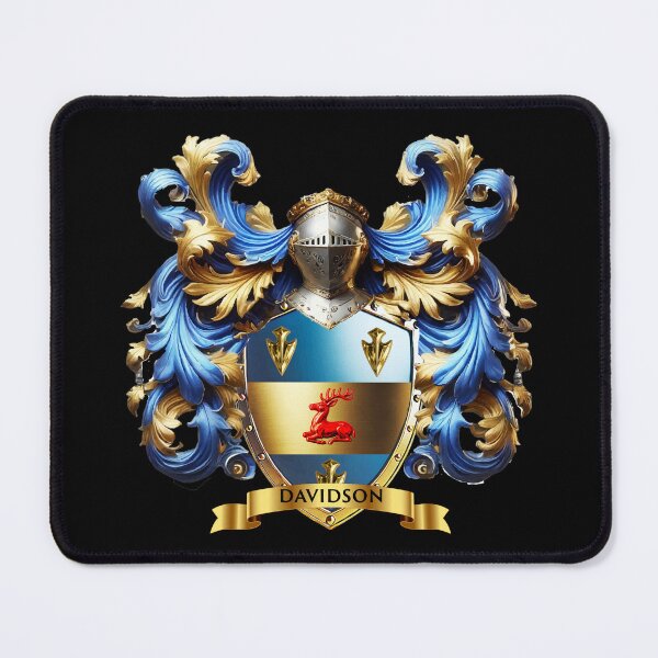 Item preview, Davidson Coat of Arms  Red Stag of Nobility, Blue and Gold Shield of Honor designed and sold by Highlandkings.