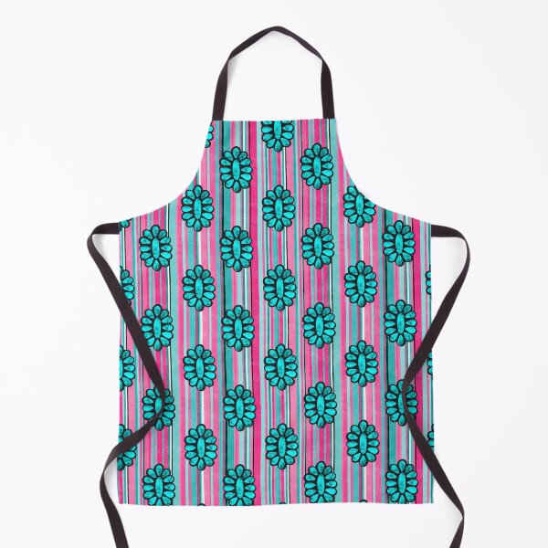 Item preview, Serape Stripes and Squash Blossoms Hot Pink and Turquoise Blue designed and sold by KrisInStitches.