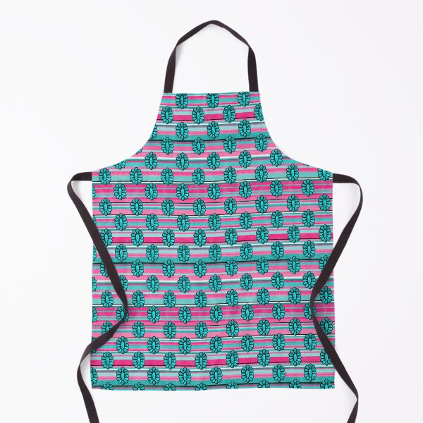 Item preview, Serape Stripes and Squash Blossoms Hot Pink and Turquoise Blue designed and sold by KrisInStitches.