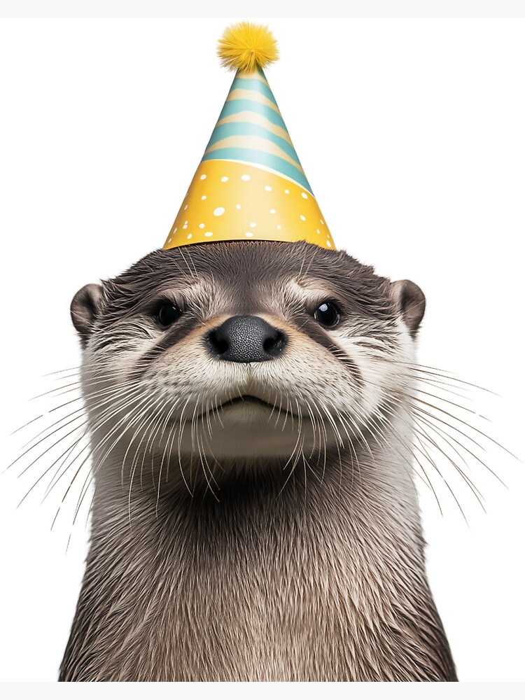Thumbnail 3 von 3, Magnet, Niedlicher Otter mit Partyhut Geburtstagsfeier designt und verkauft von LazyOwlStore.