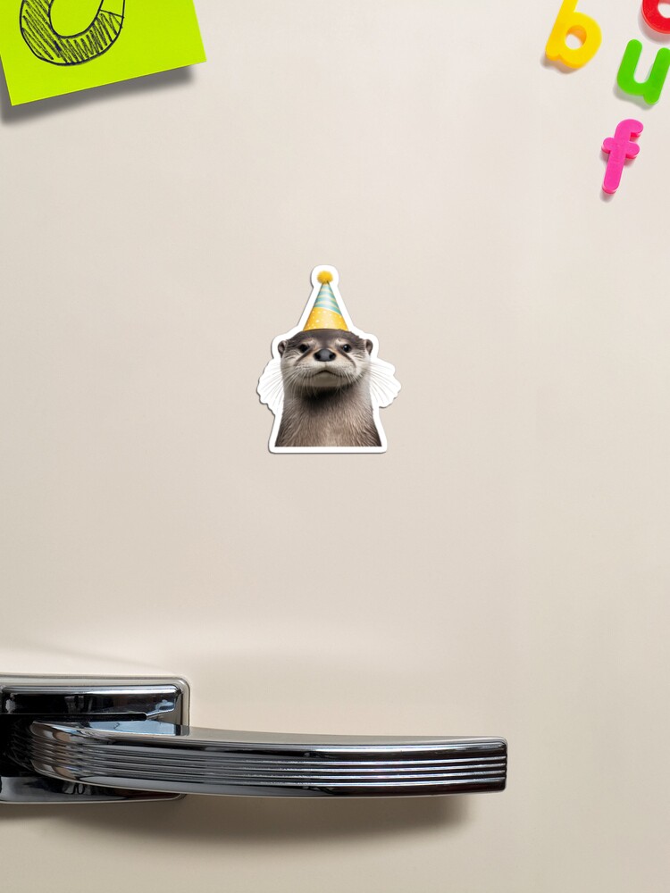 Thumbnail 1 von 3, Magnet, Niedlicher Otter mit Partyhut Geburtstagsfeier designt und verkauft von LazyOwlStore.