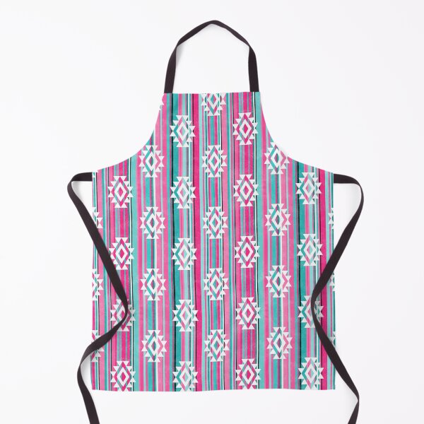 Item preview, Serape Stripes and Aztec Geometric Shapes Hot Pink and Turquoise Blue designed and sold by KrisInStitches.