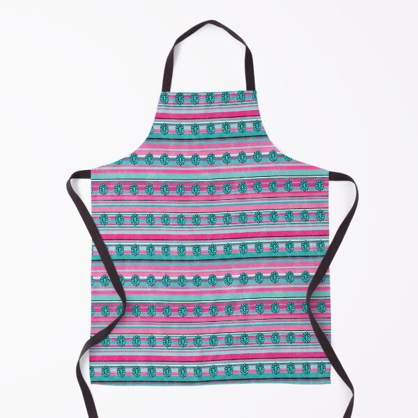 Item preview, Serape Stripes and Squash Blossoms Hot Pink and Turquoise Blue designed and sold by KrisInStitches.