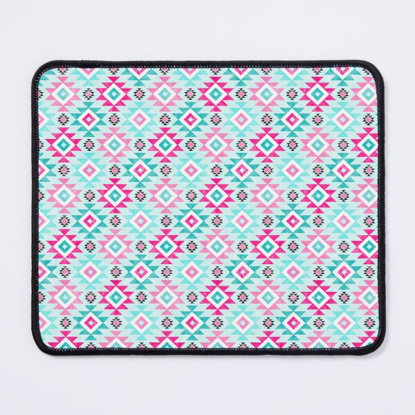 Item preview, Southwest Aztec Geometric Shapes Hot Pink and Turquoise Blue designed and sold by KrisInStitches.
