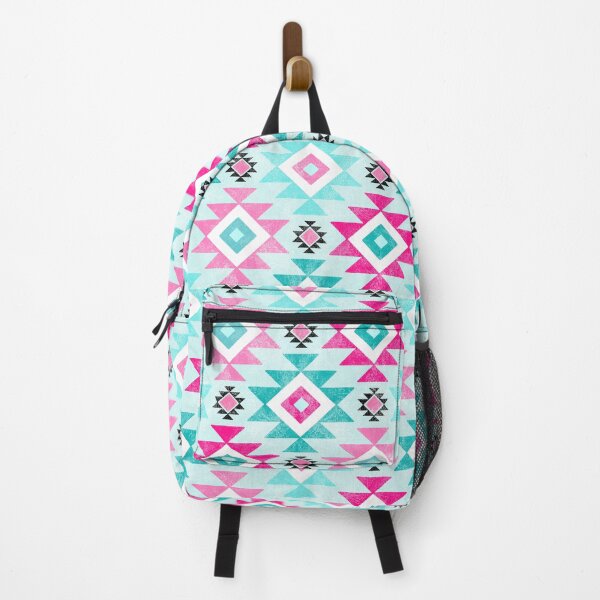 Item preview, Southwest Aztec Geometric Shapes Hot Pink and Turquoise Blue designed and sold by KrisInStitches.