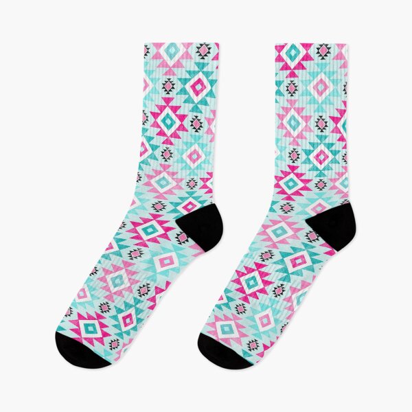 Item preview, Southwest Aztec Geometric Shapes Hot Pink and Turquoise Blue designed and sold by KrisInStitches.