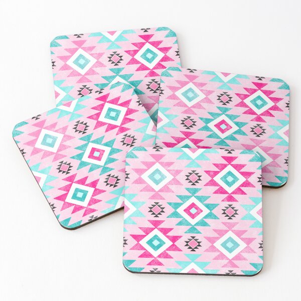 Item preview, Southwest Aztec Geometric Shapes Hot Pink and Turquoise Blue designed and sold by KrisInStitches.