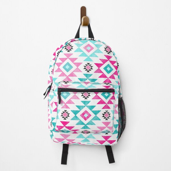 Item preview, Southwest Aztec Geometric Shapes Hot Pink and Turquoise Blue designed and sold by KrisInStitches.
